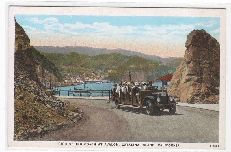 Sightseeing Coach Touring Car Catalina Island California postcard