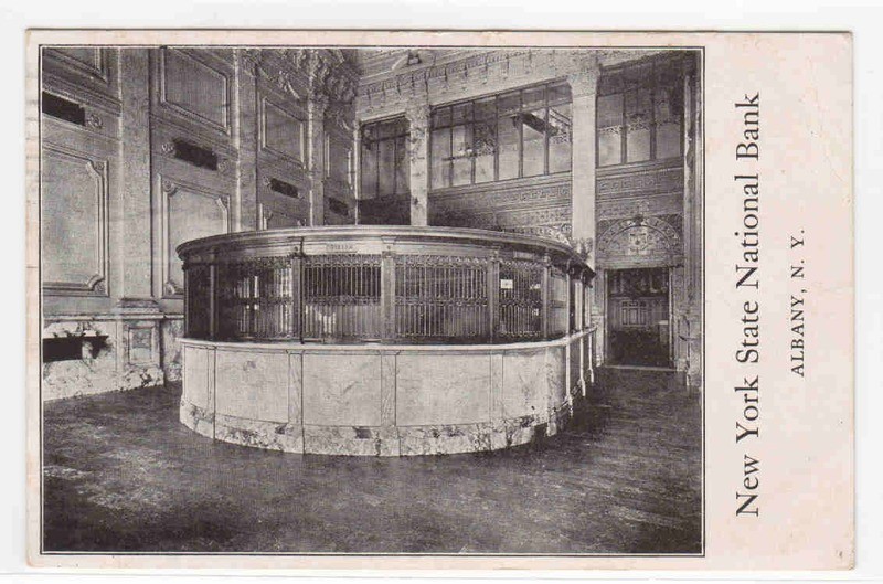 New York State National Bank Interior Albany New York 1910 postcard