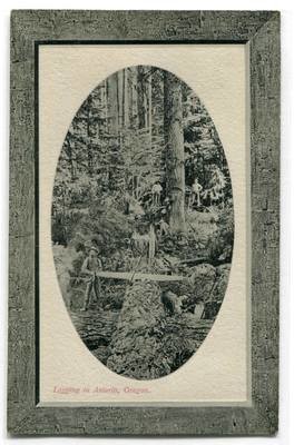 Felling Tree Logging Astoria Oregon 1910c postcard