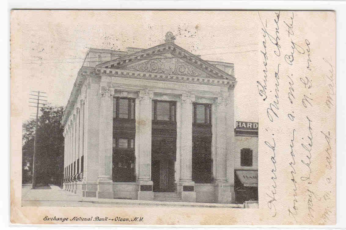 Exchange National Bank Olean New York 1906 postcard
