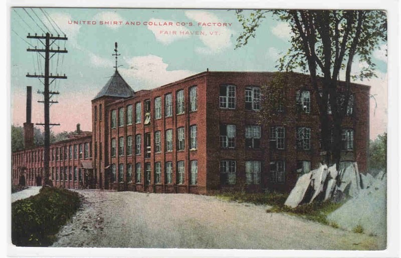 United Shirt &amp; Collar Co Factory Fair Haven Vermont 1910c postcard