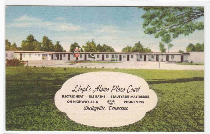 Lloyd’s Alamo Plaza Court Motel Shelbyville Tennessee linen postcard