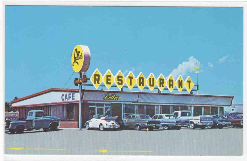 Lettie’s Restaurant VW Beetle Cars Route 66 Santa Rosa New Mexico postcard