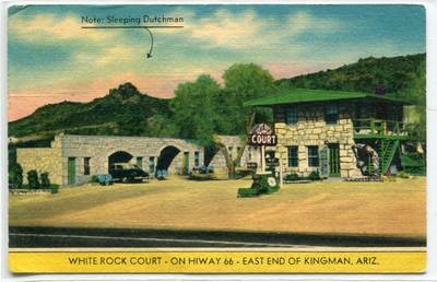 White Rock Court Motel Route 66 Kingman Arizona linen postcard