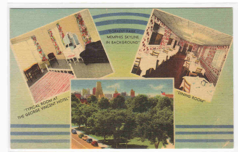George Vincent Hotel Memphis Tennessee Multi View Linen postcard