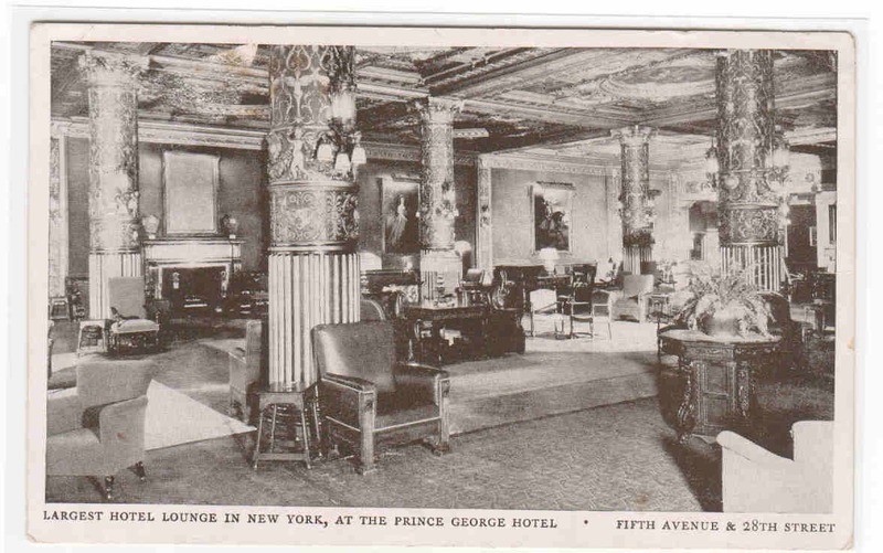 Lounge Interior Hotel George New York City NY postcard
