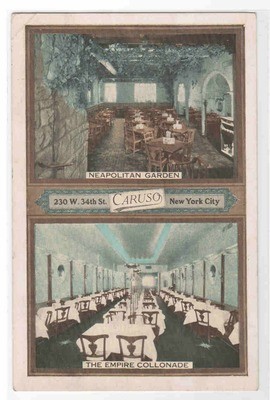 Caruso Restaurant Interior New York City NY postcard