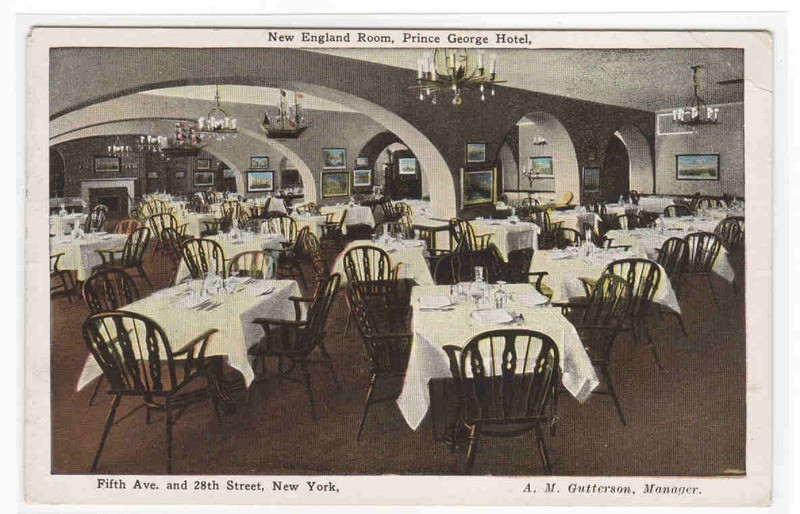 New England Dining Room Interior Hotel George New York City NY postcard