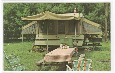 Pop Top Camper Meadow Vale Campsites Mt Vision New York postcard