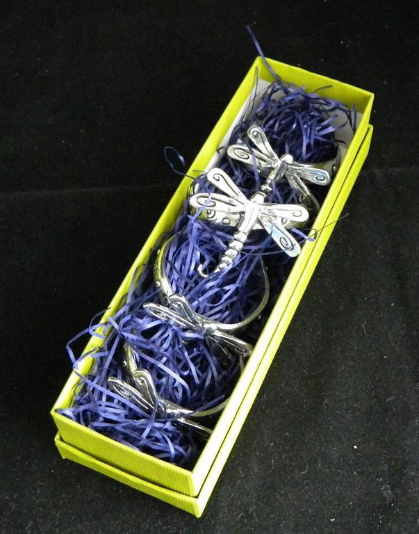 Dragonfly Wrap Lead Free Pewter Napkin Rings Set 4 Canada Gift Box Dragonflies