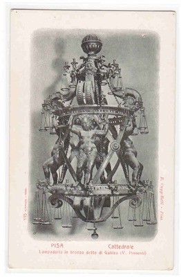 Lampadario bronzo Galileo Cattedrale Pisa Italy postcard