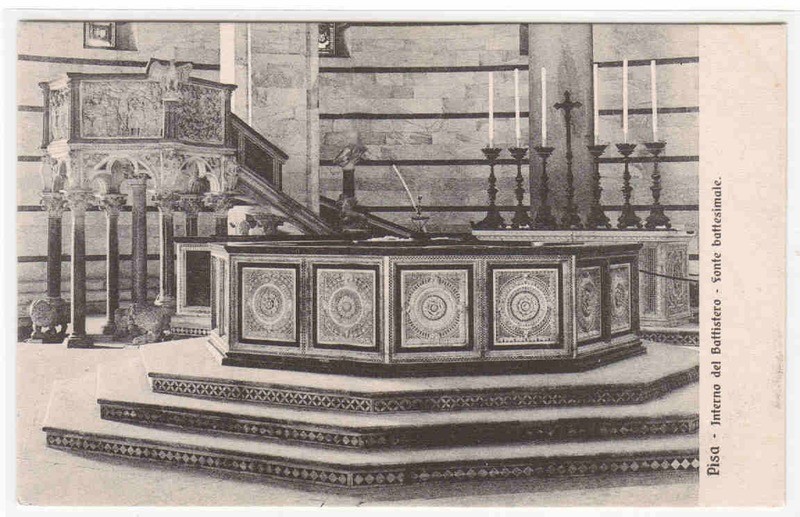 Fonte Battesimale Interno del Battistero Pisa Italy postcard