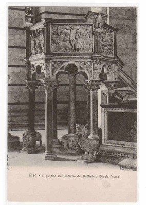 Il pulpito nell’ inferno Battistero Pisano Pisa Italy postcard