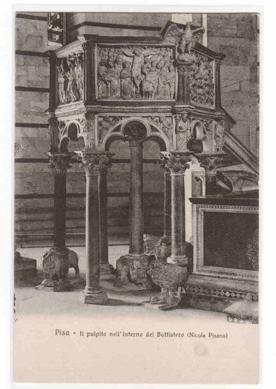 Il pulpito nell’ inferno Battistero Pisano Pisa Italy postcard