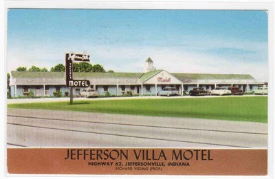 Jefferson Villa Motel Jeffersonville Indiana 1957 postcard