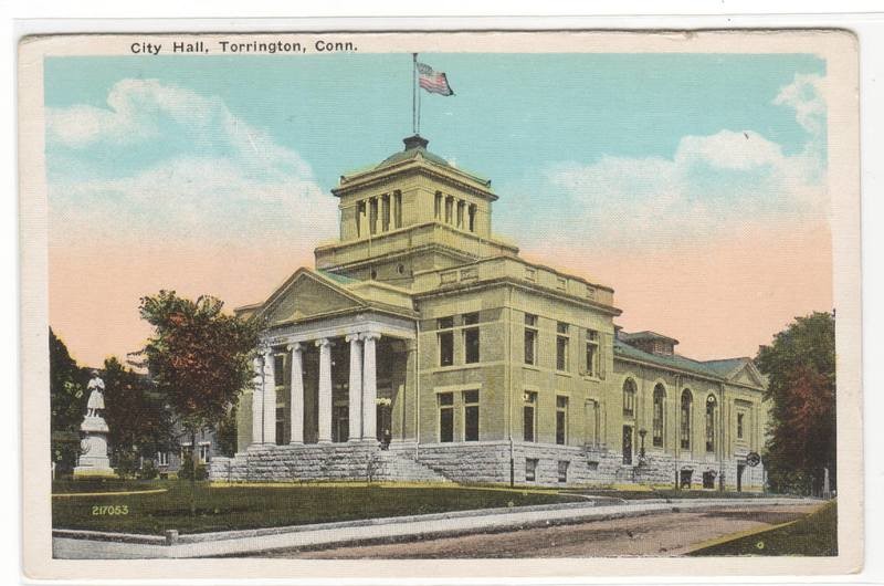 City Hall Torrington Connecticut 1920s postcard