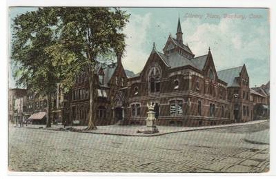 Library Place Danbury Connecticut 1910 postcard