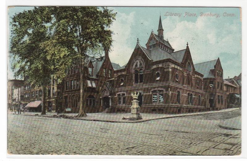 Library Place Danbury Connecticut 1910 postcard