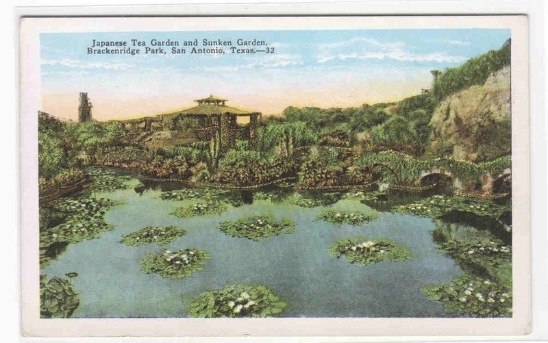 Japanese Tea Garden Breckenridge Park San Antonio Texas 1920c postcard