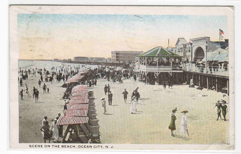 Beach Scene Ocean City New Jersey 1921 postcard