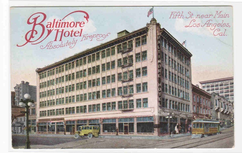 Baltimore Hotel Los Angeles California 1917 postcard
