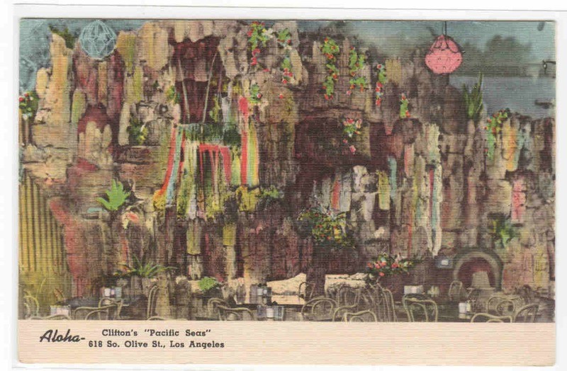 Clifton’s Pacific Seas Restaurant Interior Los Angeles California postcard
