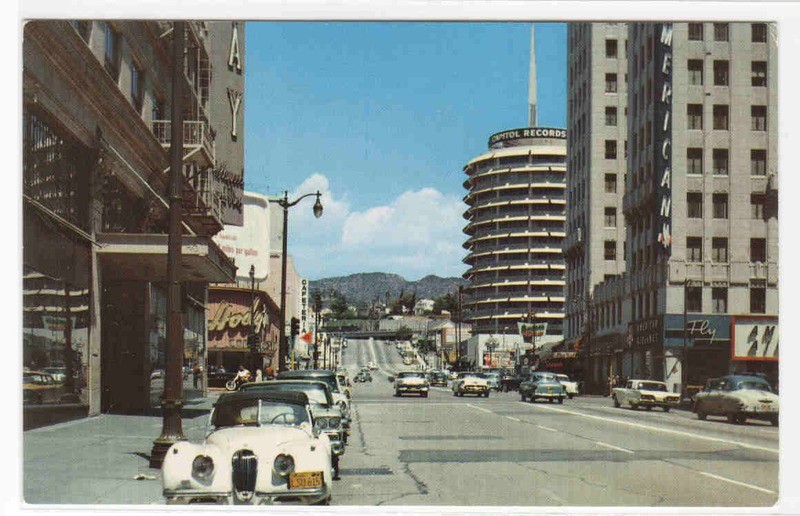 Hollywood &amp; Vine Cars Street Scene Hollywood California postcard