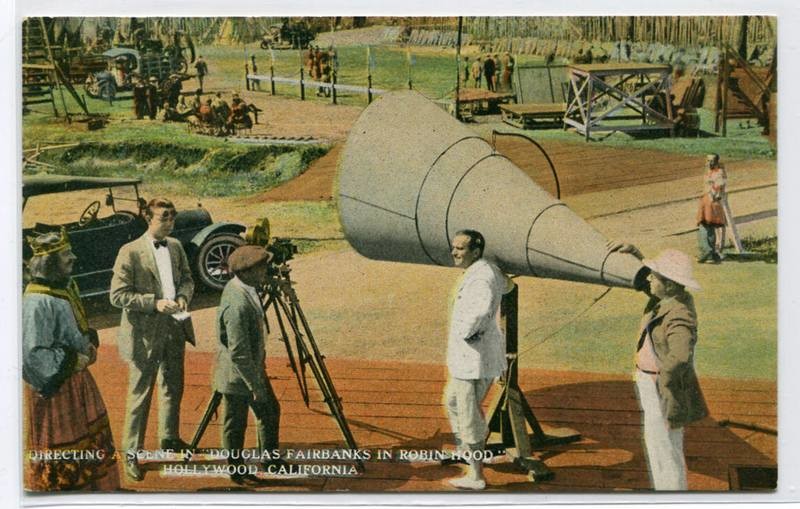 Directing Scene Douglas Fairbanks Robin Hood Movie Hollywood California 1910s postcard