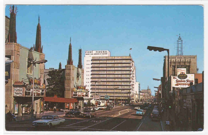 Hollywood Boulevard Cars Hollywood California postcard