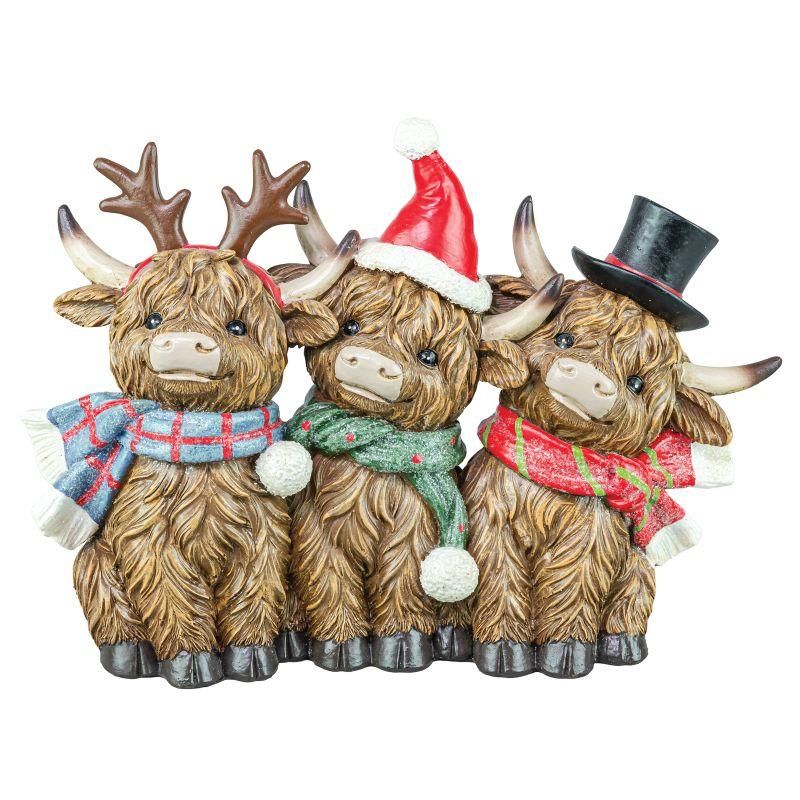 Highland Cow Christmas with Hats Resin Tabletop Decor Hannas Handiworks