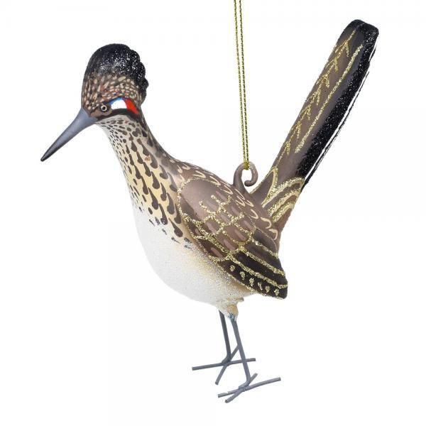 Southwest Roadrunner Bird Blown Glass Handcrafted Christmas Ornament