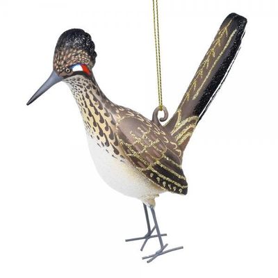 Southwest Roadrunner Bird Blown Glass Handcrafted Christmas Ornament