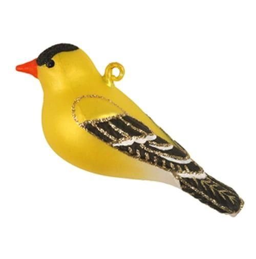 Goldfinch Finch Bird Blown Glass Ornament Handcrafted Cobane Christmas