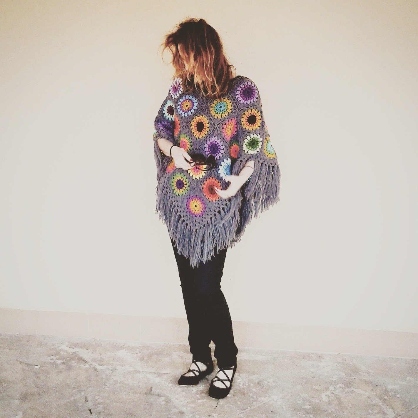Poncho de ganchillo estilo escandinavo (crochet poncho). Escoger color