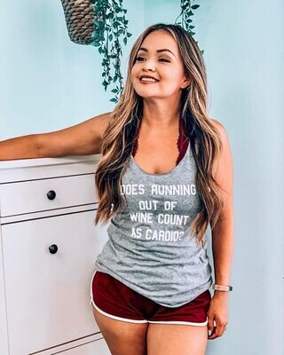 Running out of Wine Gray Tank Top White Print