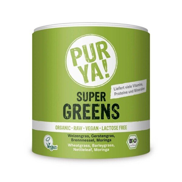 Détox Vegan Bio, SUPERGREENS, Sources d'énergie végétales pure Bio, PurYa! SUPER GREENS, ORGANIC, 150g