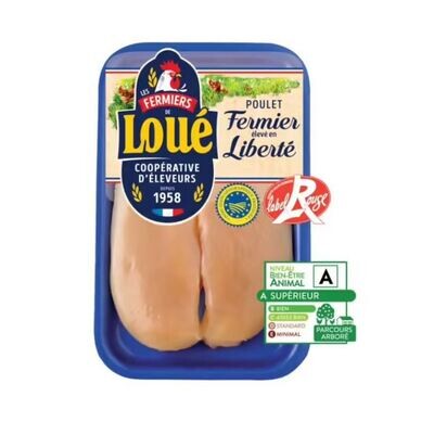 Filets de poulet fermier de Loué Label Rouge, 225 g - 2 filet de poulet jaune de Loué