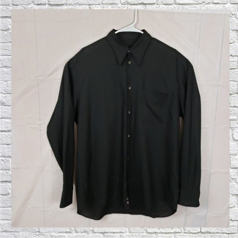 Armani Collezioni Black Viscose Dress Shirt Medium