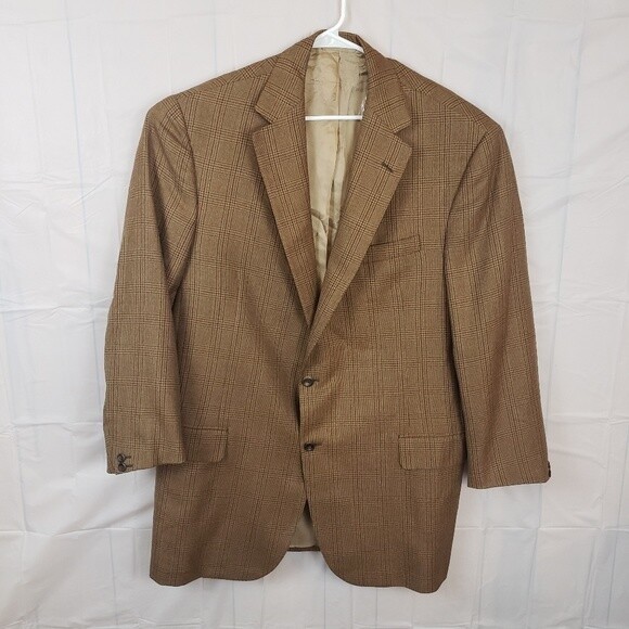 Oxxford Clothes Tan Plaid Blazer 48 Long