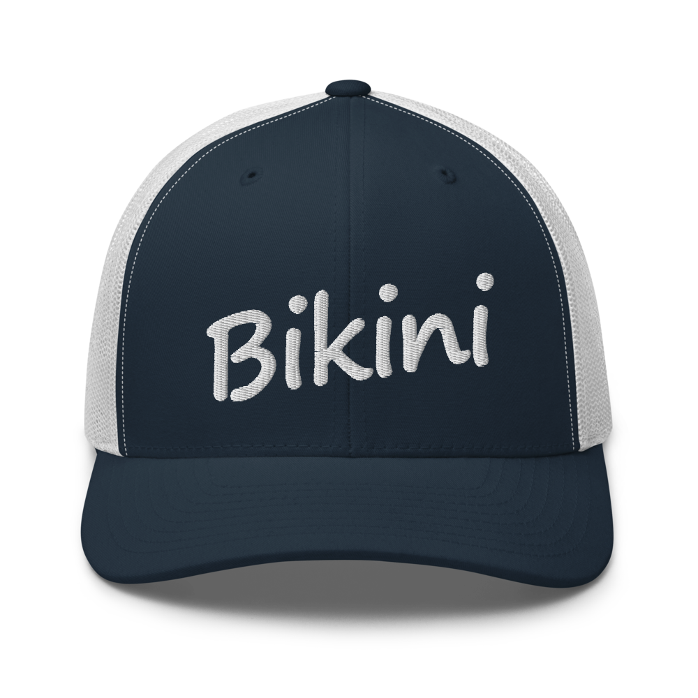 Natural Bikini Magazine Logo Embroidered Mesh & Snap Back Retro Trucker Hat