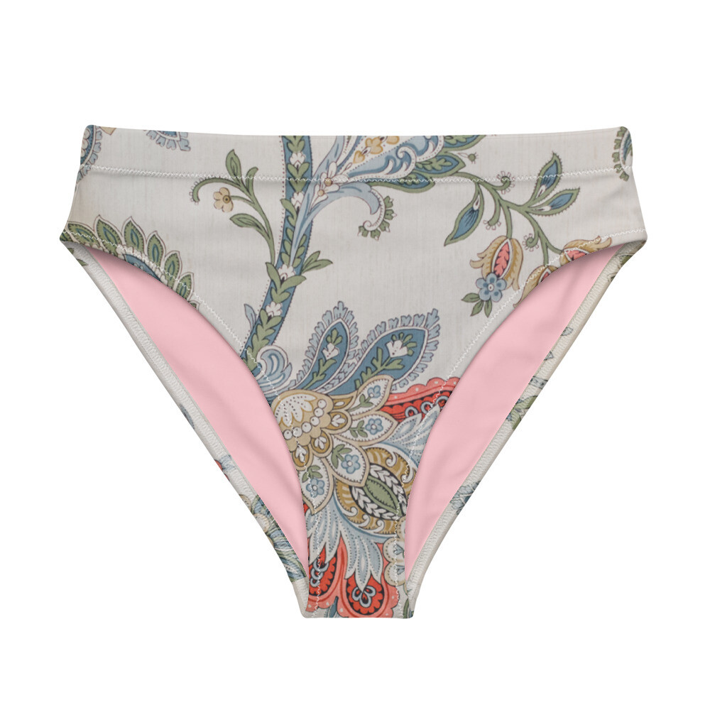 Tropical Paisley Recycled Vintage High-waisted Bikini Bottom Separate