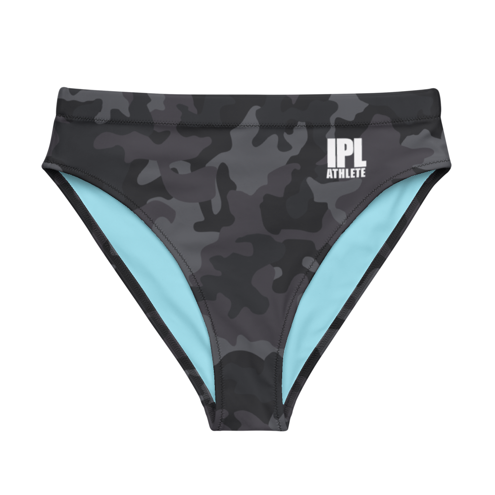 IPL ATHLETE Black Camouflage Recycled High-waisted Bikini Bottom Separate