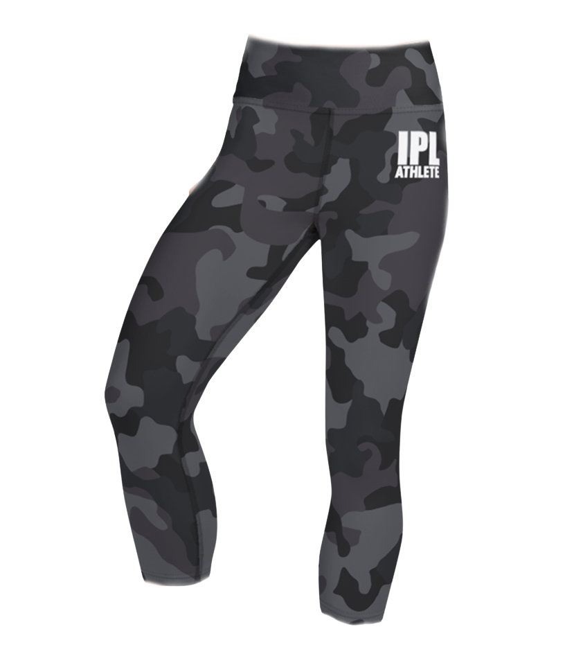 IPL Athlete Black Camouflage Yoga Capri Leggings