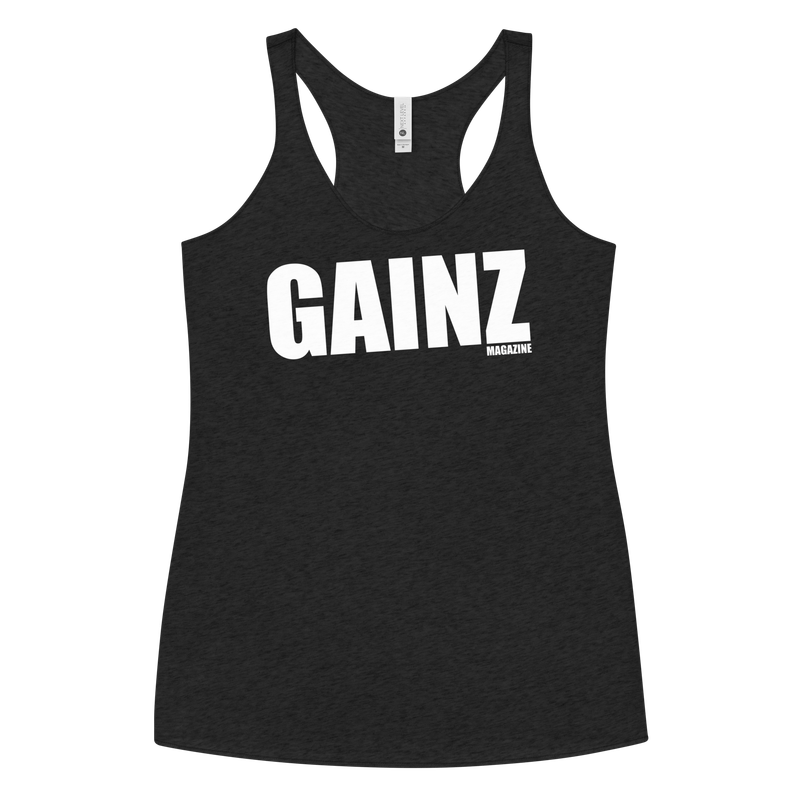 Natural GAINZ Magazine Logo Women&#39;s Racerback Tank