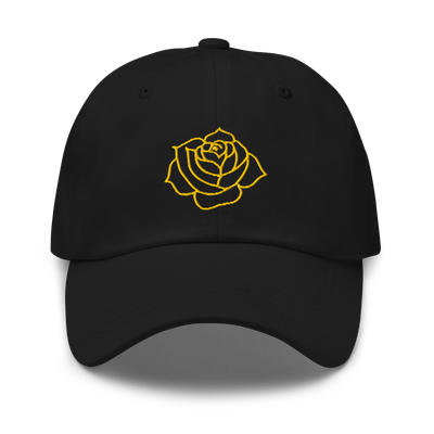 IPL Embroidered Yellow Gratitude Rose Outline Cotton Hat