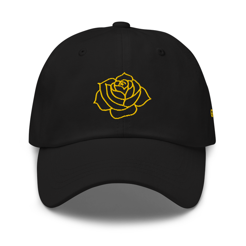 IPL Embroidered Yellow Gratitude Rose Outline Cotton Hat