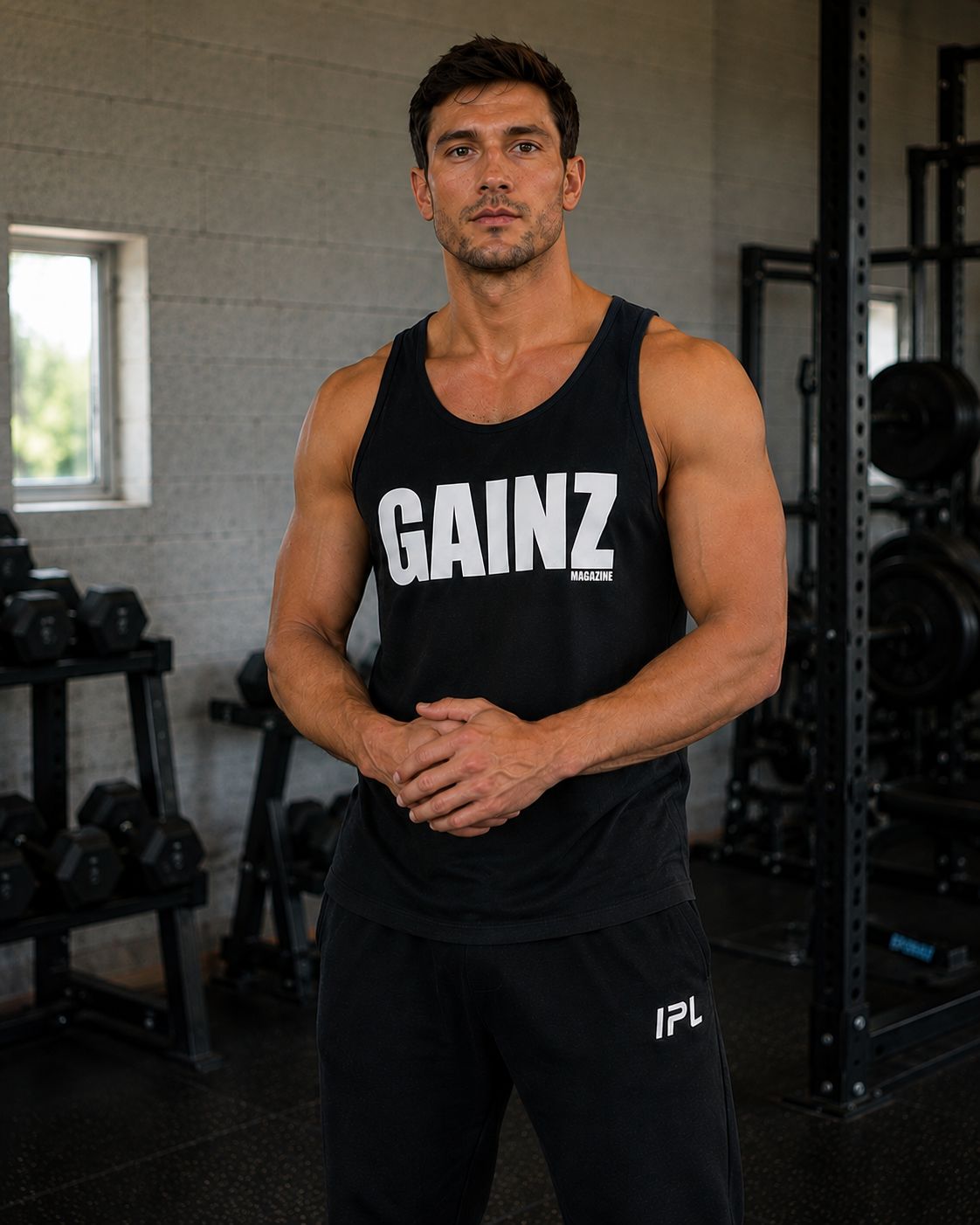 Men's Natural GAINZ Magazine Logo Tank