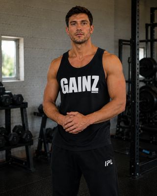 Men's Natural GAINZ Magazine Logo Tank