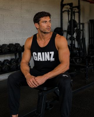 Men's Natural GAINZ Magazine Logo Tank
