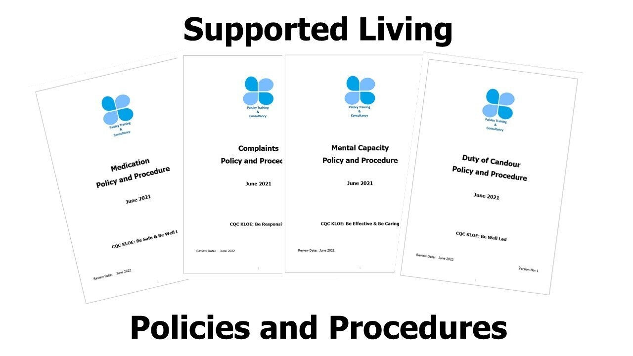 Supported Living Individual Policy and Procedure Documents £30 Each